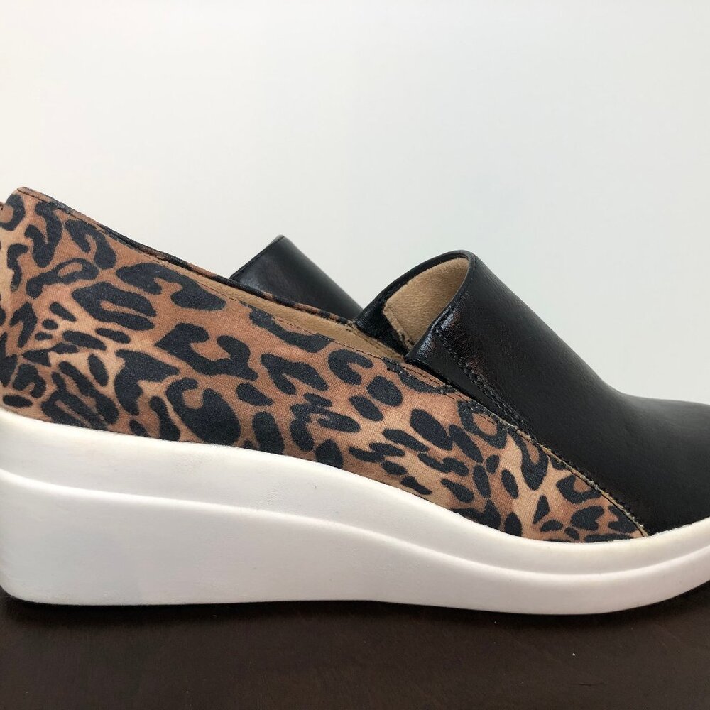Naturalizer Sandra Slip-on Wedges Black Smooth and Leopard Print Finish Sz. 8.5 - Picture 4 of 6